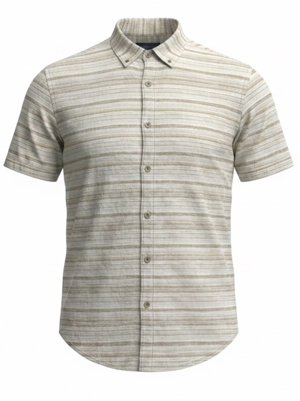 Tasso Elba Grey Striped 100% Linen Short Sleeve Button Up Shirt Men's XXL